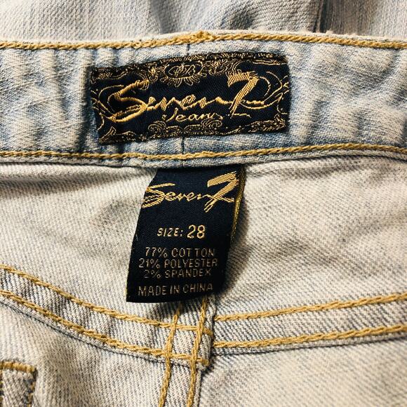 Seven7 Boot Cut Jeans Size 28 Low Rise Distressed Light Wash - Picture 5 of 9